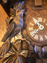 Load image into Gallery viewer, VINTAGE : Well Carved Traditional One Day Cuckoo Clock with Bird’s Nest