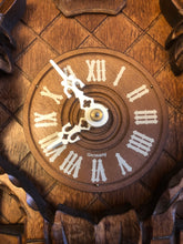 Load image into Gallery viewer, VINTAGE : Well Carved Traditional One Day Cuckoo Clock with Bird’s Nest