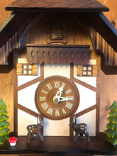 Load image into Gallery viewer, VINTAGE : Eight Day Chalet Cuckoo Clock with Moving Deer and Forest Details