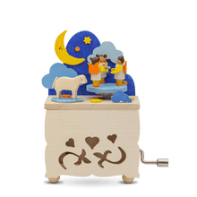 Load image into Gallery viewer, Handmade Wooden Crank Music Box - “Moon and Angels”