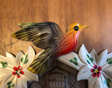 Load image into Gallery viewer, NEW IN STOCK : Traditional Cuckoo Clock with Natural Wood Finish and Hand painted Flowers
