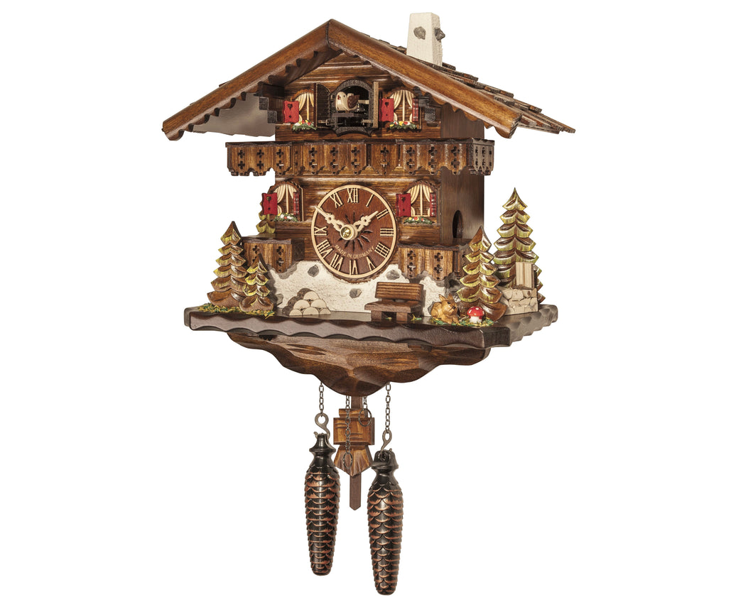 NEW - Quartz Chalet Cuckoo Clock with Chimney and Toadstool (with out without music)