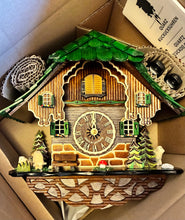 Load image into Gallery viewer, NEW IN STOCK- Musical Quartz Chalet Cuckoo Clock with Green Roof
