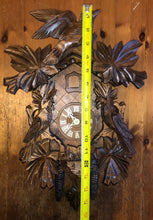 Load image into Gallery viewer, VINTAGE : Well Carved Traditional One Day Cuckoo Clock with Bird’s Nest
