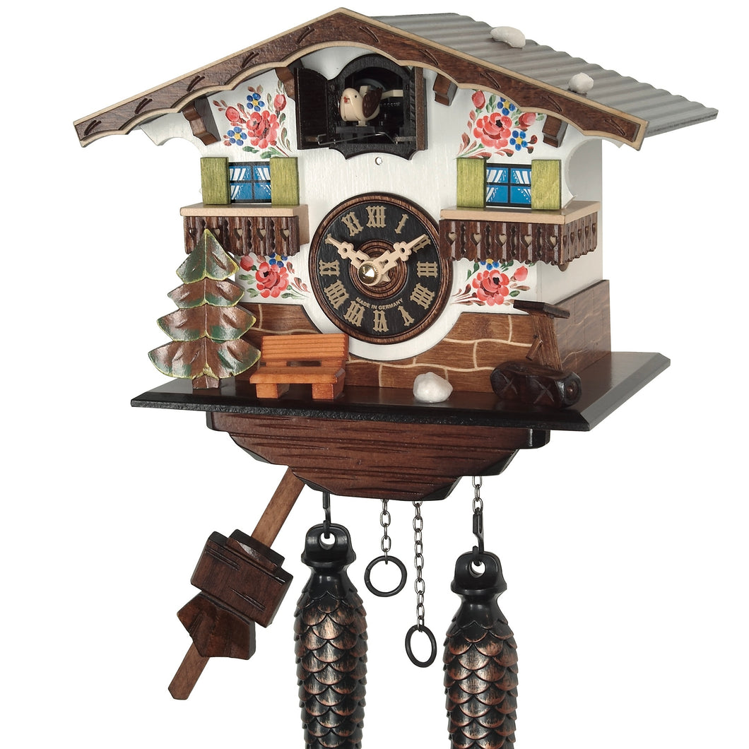 NEW- Floral Painted Quartz Chalet Cuckoo Clock (with or without music)