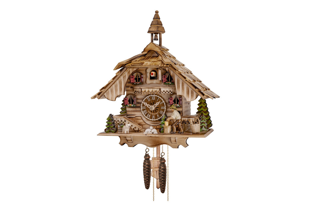 NEW - Light Colored Chalet with Bell Tower and Figures