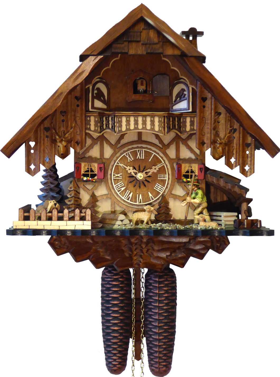 NEW- Well Carved Chalet with Moving “Wanderer”