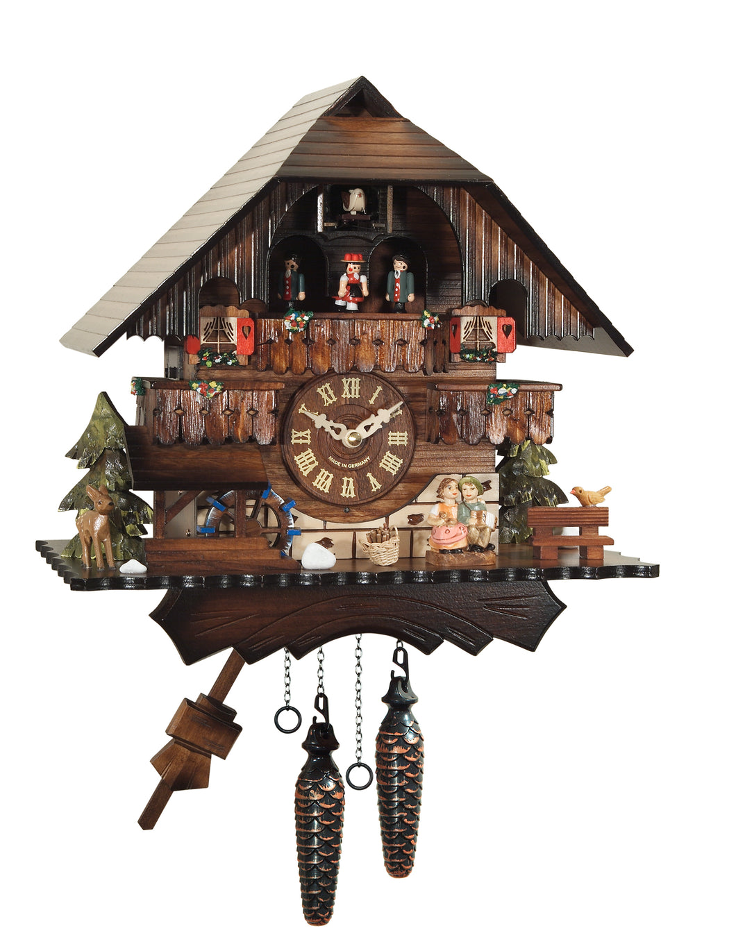 NEW - Quartz Musical Chalet Cuckoo Clock with “Kissing Couple”