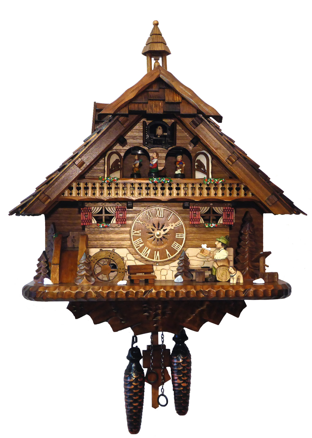 NEW - Musical Chalet with Moving Waterwheel and Beer Drinker