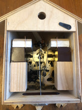 Load image into Gallery viewer, NEW IN STOCK : Traditional Cuckoo Clock with Natural Wood Finish and Hand painted Flowers
