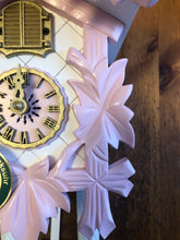 Load image into Gallery viewer, NEW IN STOCK : Traditional Quartz Cuckoo Clock with Pink and Gold Accents - with music
