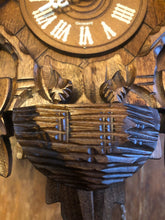 Load image into Gallery viewer, VINTAGE : Well Carved Traditional One Day Cuckoo Clock with Bird’s Nest
