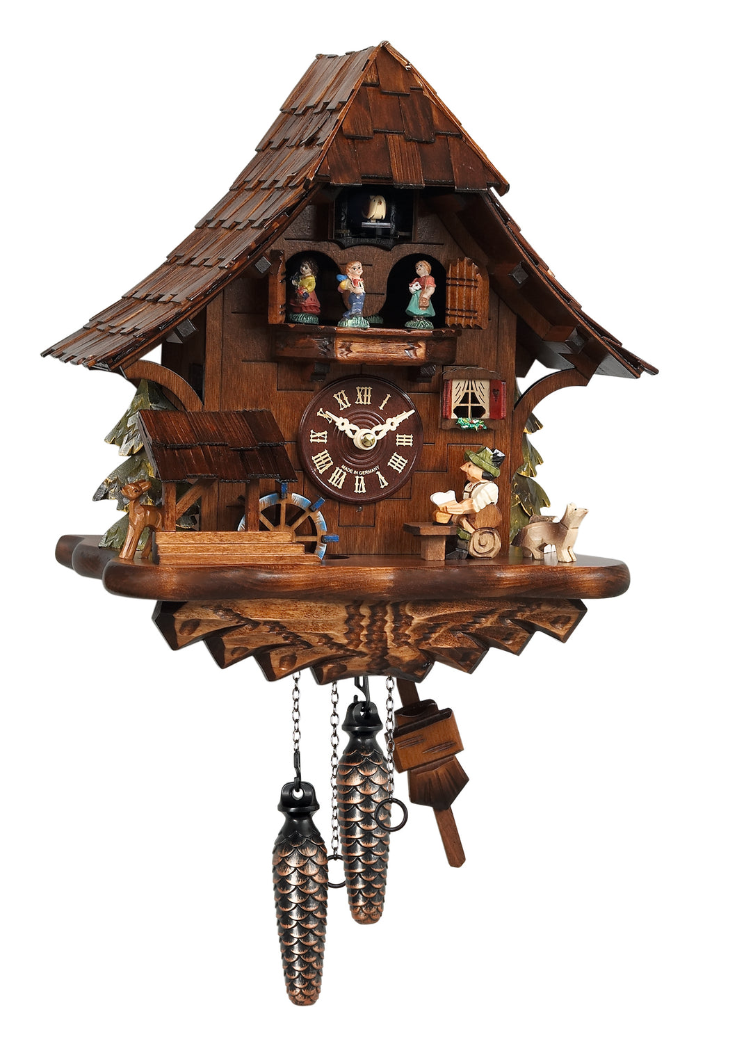 NEW - Darker Wood Musical Chalet with Moving Beer Drinker