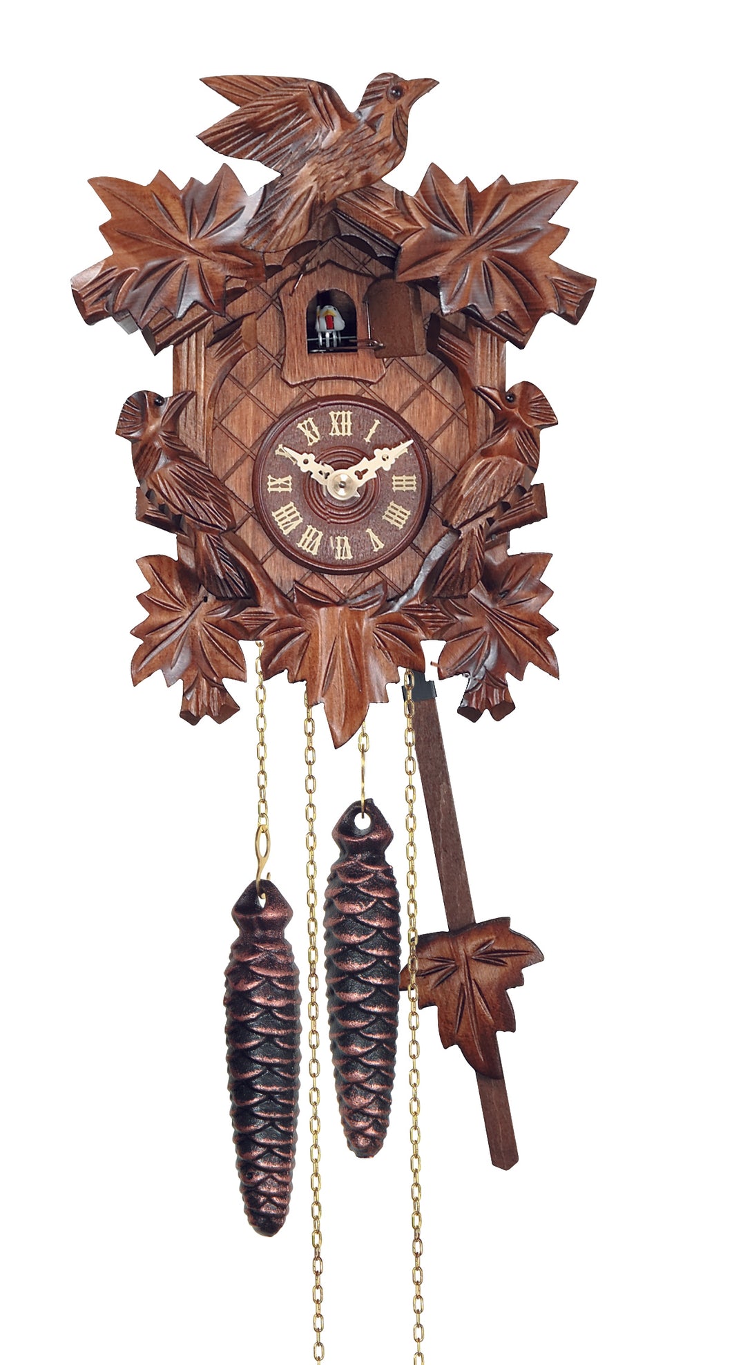NEW - Quartz Traditional Cuckoo Clock with Three Birds (small) - with or without music