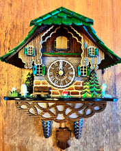 Load image into Gallery viewer, NEW IN STOCK- Musical Quartz Chalet Cuckoo Clock with Green Roof
