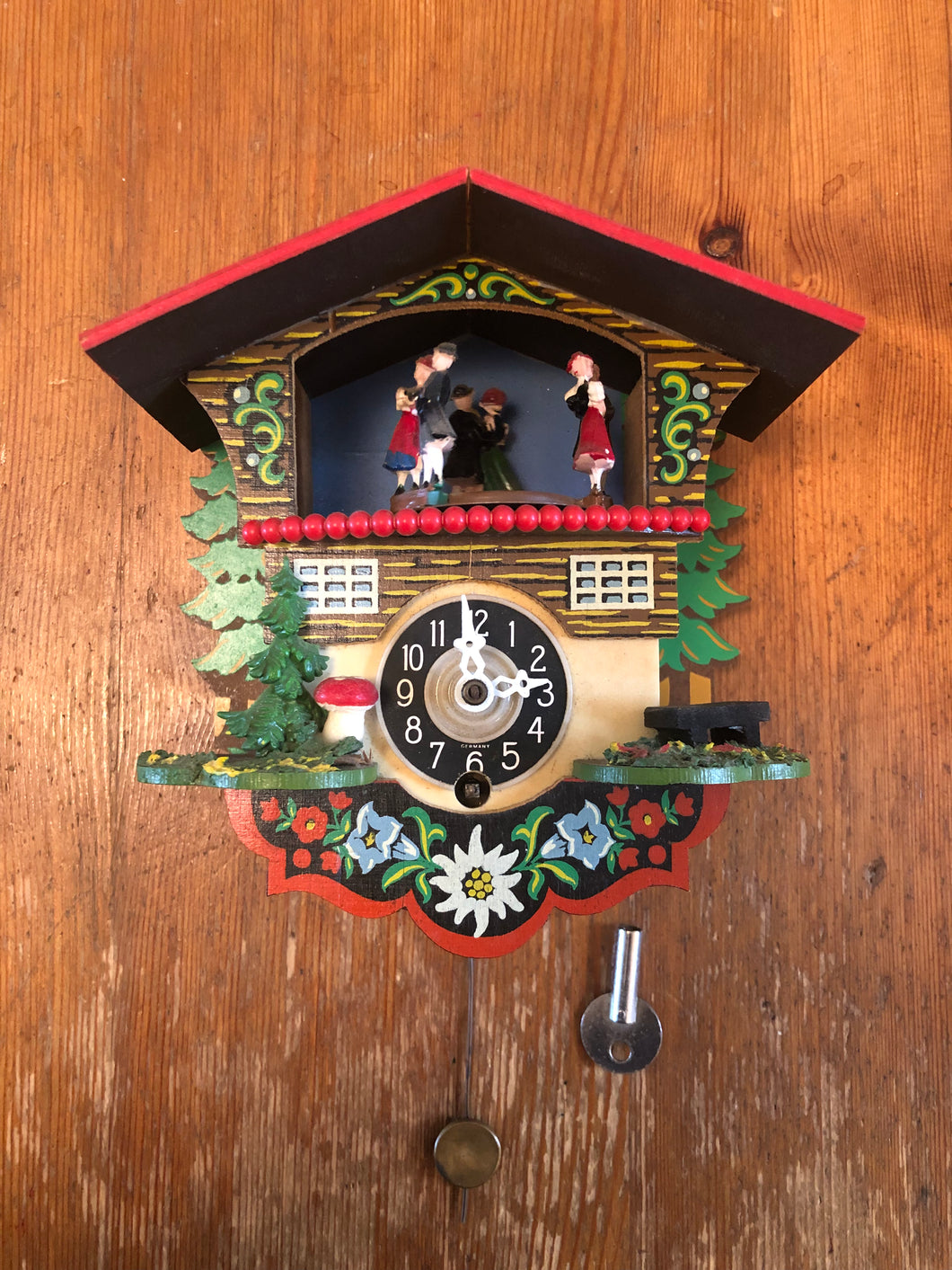 Vintage Black Forest Mini Clock with Dancer Platform