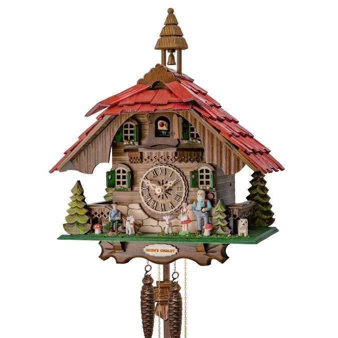 NEW- Quartz Painted Chalet Cuckoo Clock : “Heidi’s Haus”