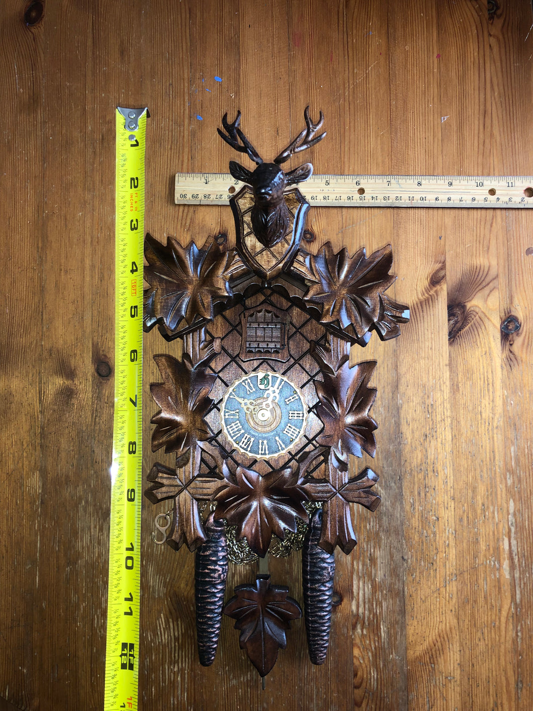 VINTAGE - One Day Hönes Cuckoo Clock with Deer Head