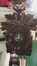 Load and play video in Gallery viewer, VINTAGE : Schneider Eight Day Hunter’s Style Cuckoo Clock (Large)

