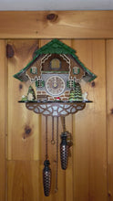 Load and play video in Gallery viewer, NEW IN STOCK- Musical Quartz Chalet Cuckoo Clock with Green Roof
