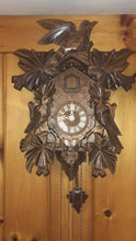 Load and play video in Gallery viewer, VINTAGE : Well Carved Traditional One Day Cuckoo Clock with Bird’s Nest
