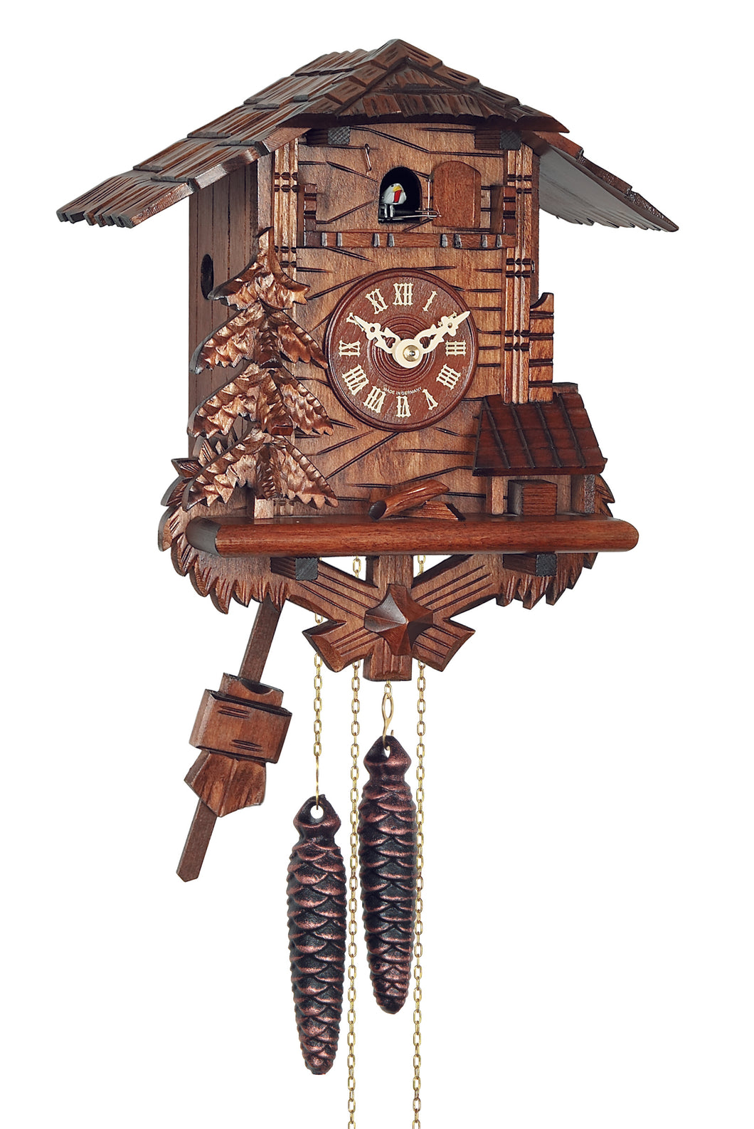 NEW - German Chalet Cuckoo with Carved Details