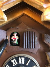 Load image into Gallery viewer, VINTAGE - “Tiger Striped” Musical Double Door Cuckoo Clock
